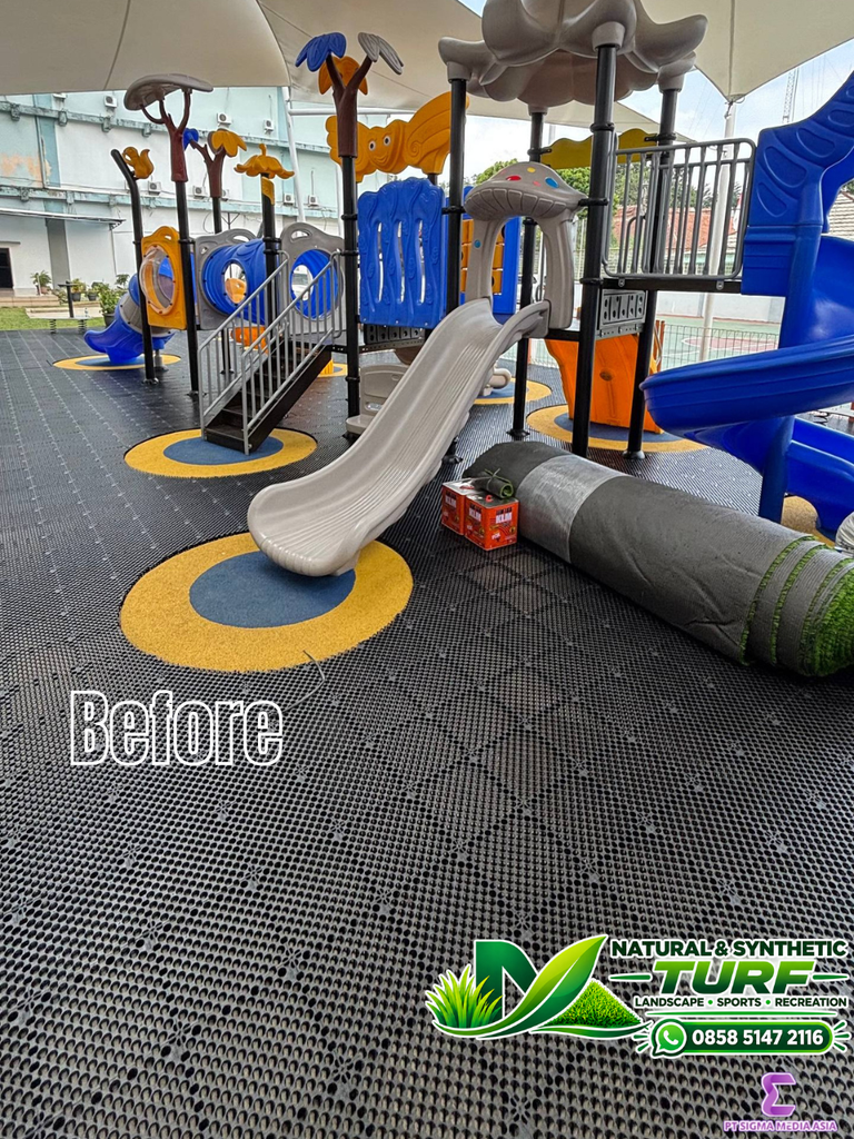 Before After Pasang Rumput SIntetis