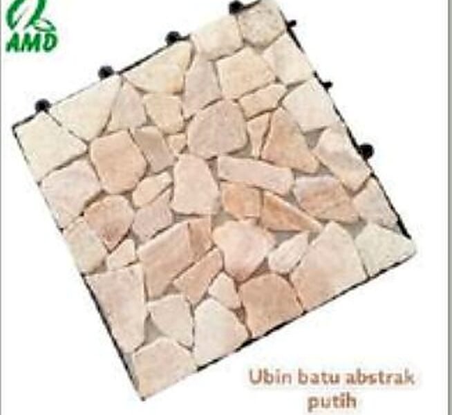 Decking Tile Batu Abstrak Putih — Aksesoris & Decking